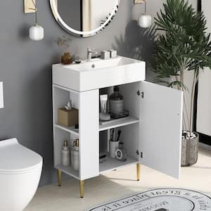 Amadi 21.6 in. W x 12.2 in. D x 34 in. H Freestanding Bath Vanity in White with White Ceramic Top