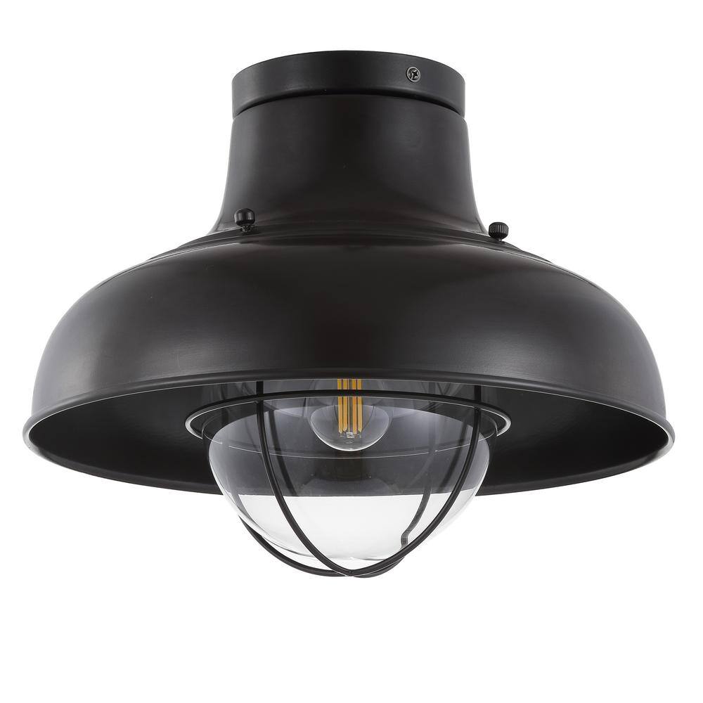 Cameron 13" Rustic Bronze Clear Glass LED Semi-Flush Mount