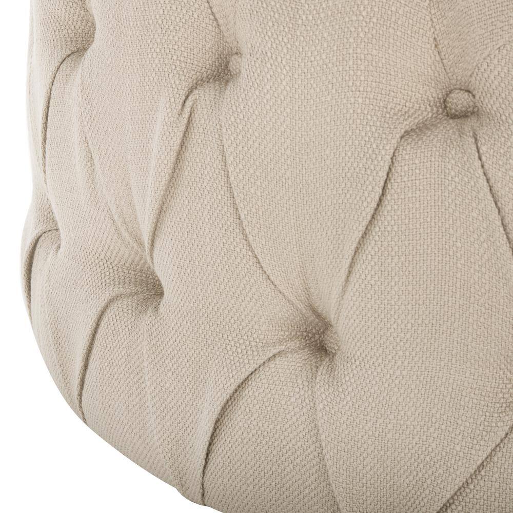 Charlene 39" Gold Tufted Round Cocktail Ottoman