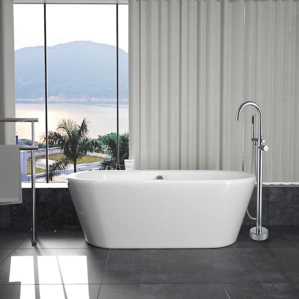 Maincraft Freestanding 68 in. Contemporary Design Acrylic Flatbottom SPA Tub Bathtub in White