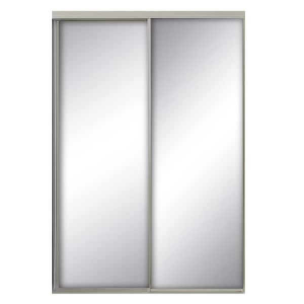 Contractors Wardrobe 95 in. x 96 in. Savoy White Steel Frame Mirrored Interior Sliding Closet Door Panels Only