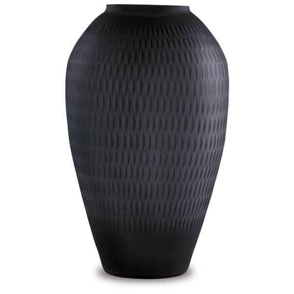 Signature Design By Ashley Etney 13 in. Black Glass Urn Decorative Vase