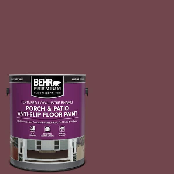BEHR PREMIUM 1 gal. #PPU1-14 Formal Maroon Textured Low-Lustre Enamel Interior/Exterior Porch and Patio Anti-Slip Floor Paint
