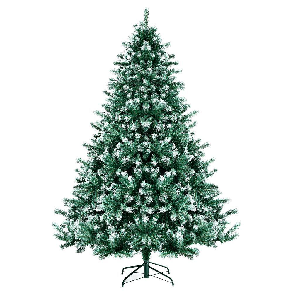 6ft Unlit Snowy Hinged Artificial Christmas Tree w/1111 Tips & Metal Stand