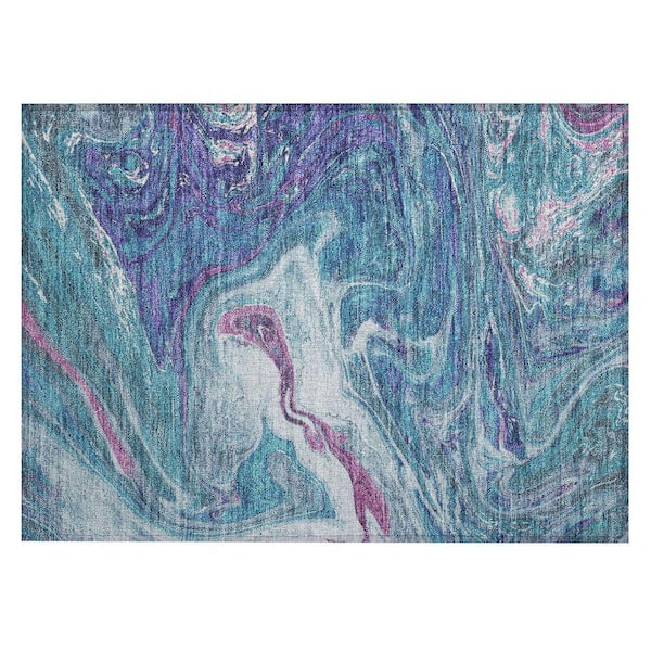 Chantille Machine Washable Indoor/Outdoor Abstract ACN1061 Teal 1 ft. 8 in. x 2 ft. 6 in. Area Rug