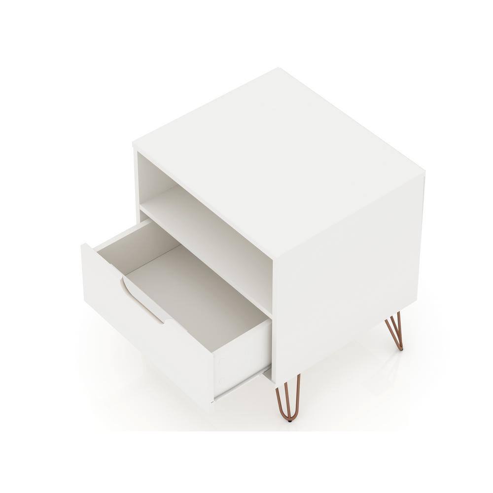 Set of 2 Gray 1-Drawer Nightstands with Hairpin Legs
