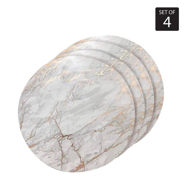 Dainty Home Marble Cork 15" x 15" In. Yellows and Golds Cork Round Placemats Set of 4