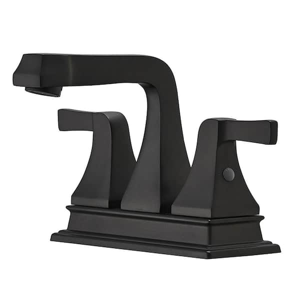 Staykiwi 4 in. Centerset Double Handle Low Arc Bathroom Faucet in Matte Black