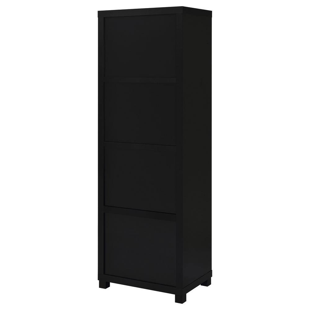 Black 3-Shelf Media Tower with Cabinet