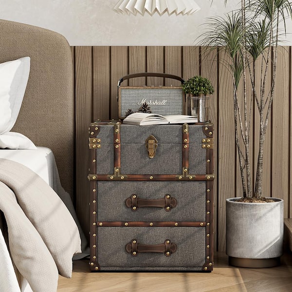 FUIN Vintage 2-Drawer Linen Storage Chest of Drawers Z03087