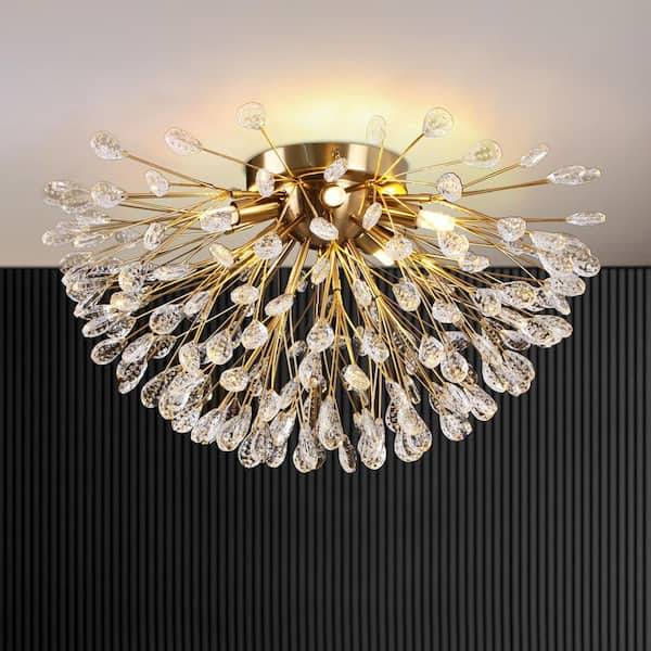 Maxax Jackson 4-Light 15 in. Bronze Flush Mount With Crystal