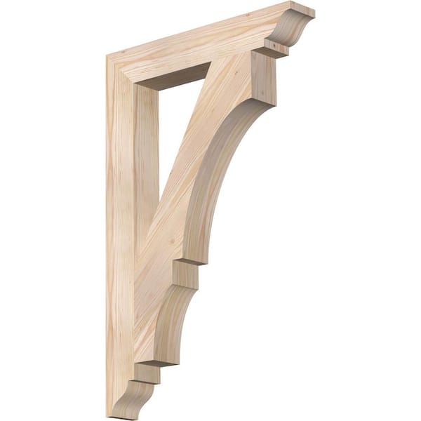 Ekena Millwork 3.5 in. x 34 in. x 22 in. Douglas Fir Balboa Traditional Smooth Bracket