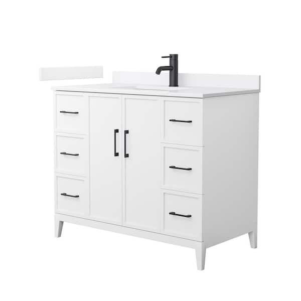 Wyndham Collection Elan 42 in. W x 22 in. D x 35 in. H Single Bath Vanity in White with White Cultured Marble Top