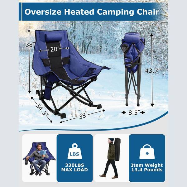 SEEUTEK Heated Camping Chair-Oversized Rocking Chair with 3 Heat