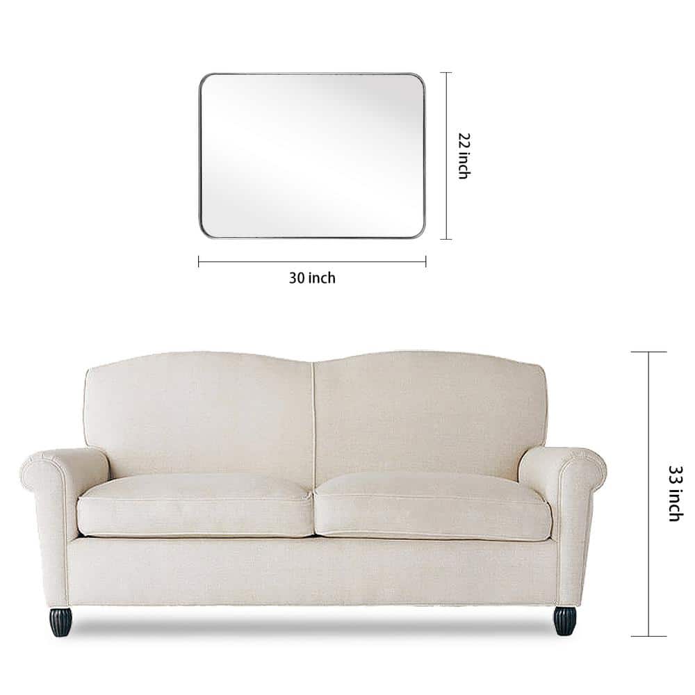 Sleek Silver Stainless Steel 22" x 30" Rectangular Wall Mirror