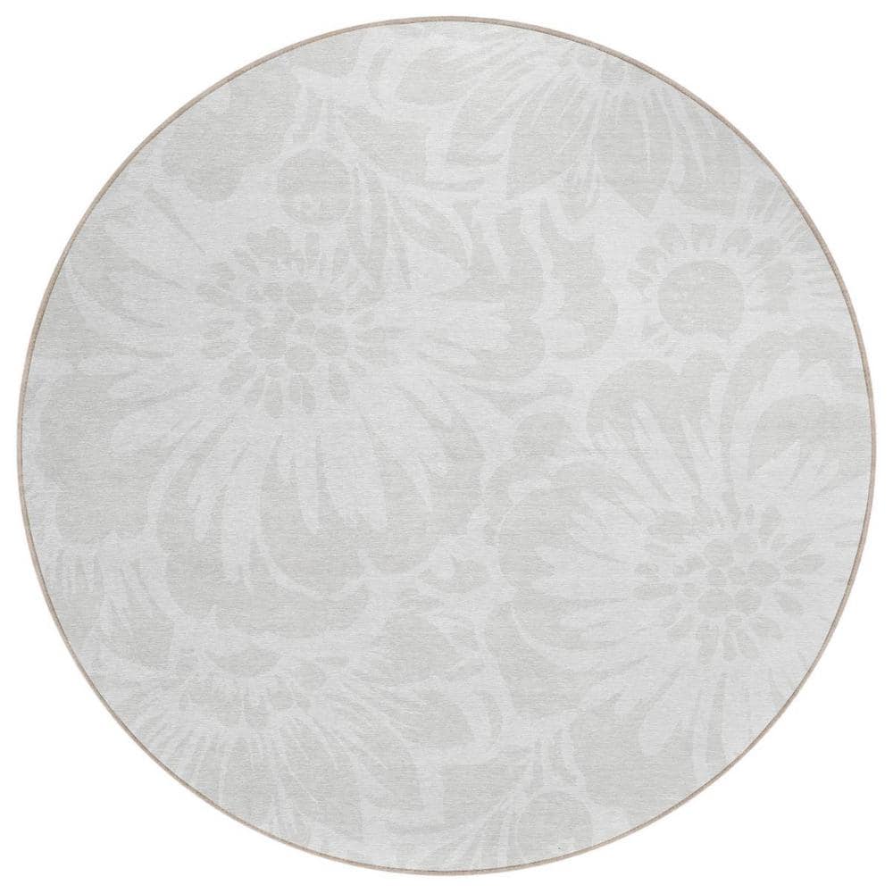Ivory 8 ft. Round Woven Floral Round Indoor/Outdoor Area Rug price history on PriceWatchPro