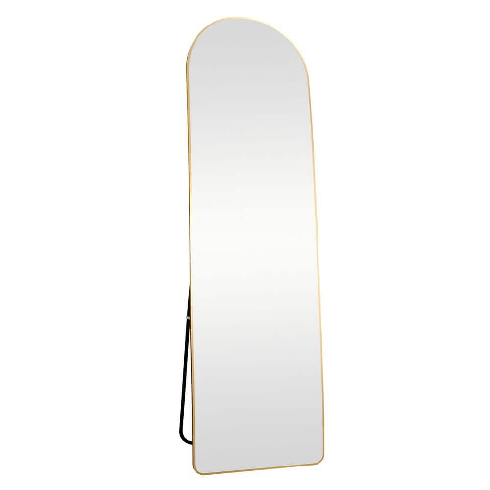 23.2 in. W x 64.9 in. H Gold Aluminum Alloy Metal Frame Arched Wall Mirror 
