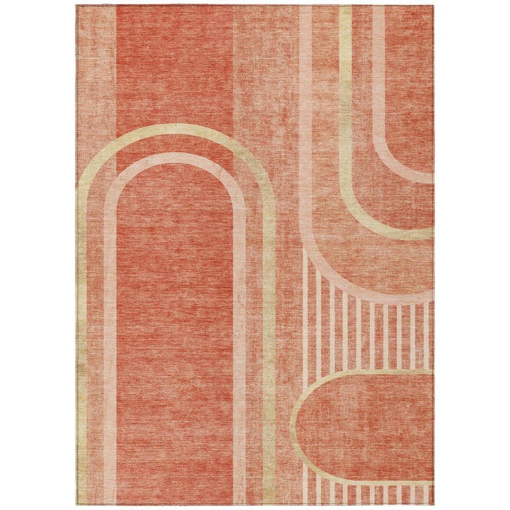 Salmon 3 ft. x 5 ft. Woven Abstract Polyester Rectangle Indoor/Outdoor Area Rug price history on PriceWatchPro