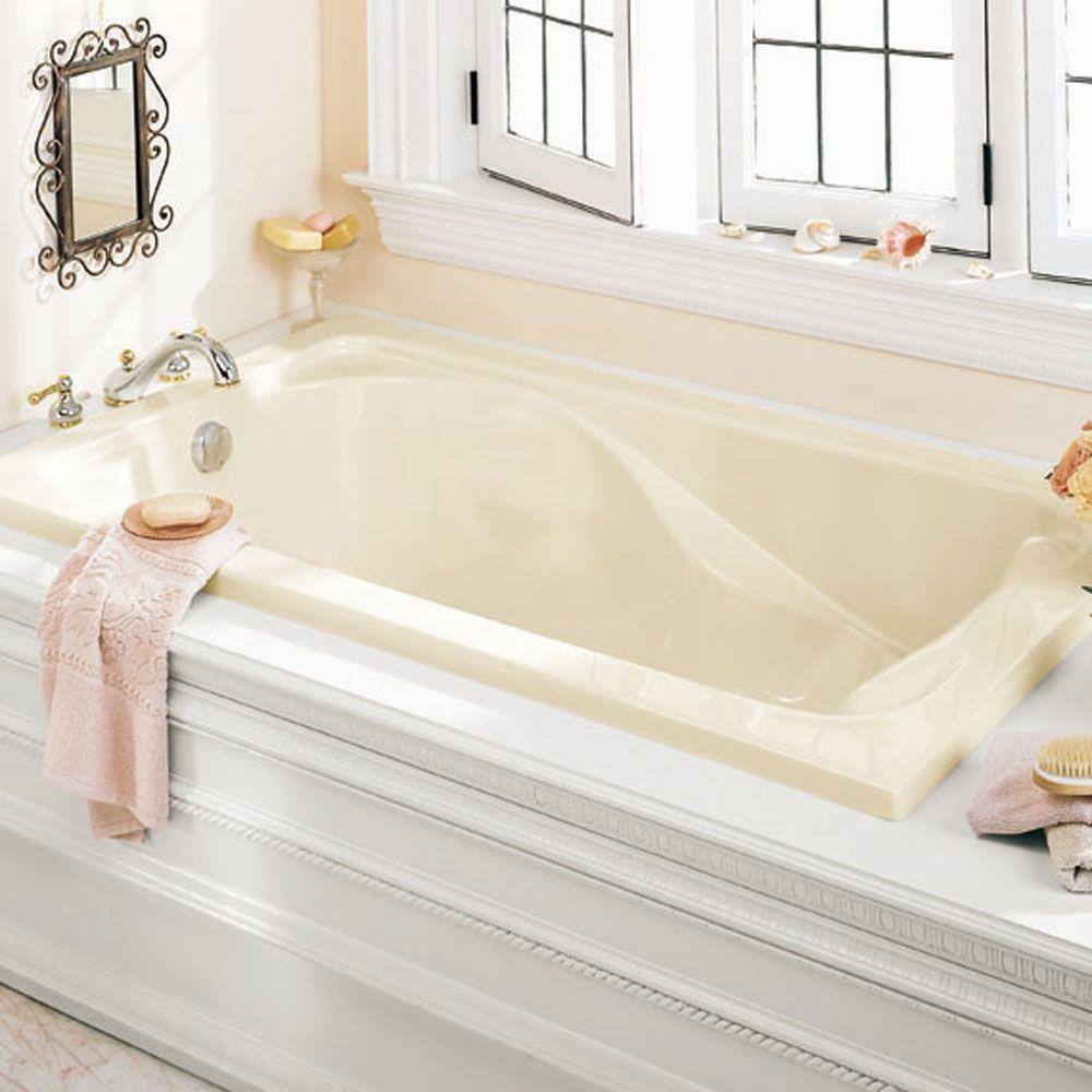 72-Inch White Acrylic Rectangular Drop-In Soaking Bathtub