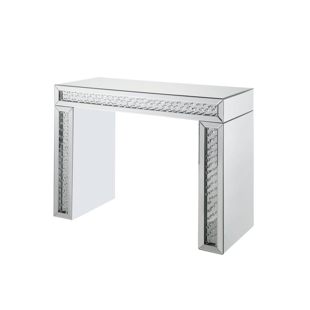 Mirrored Vanity Desk with Faux Crystal Accents