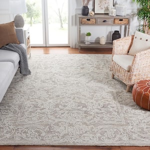 Abstract Ivory/Brown 2 ft. x 8 ft. Borders Floral Runner Rug