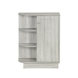 23.6 in. W x 9.7 in. D x 31.3 in. H Oak Beige Linen Cabinet with Adjustable Plates, Open Shelf, Door