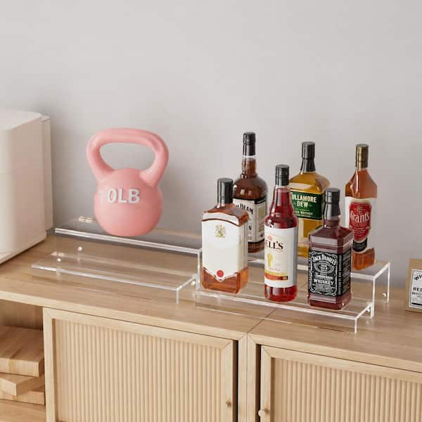 KHKFY 2-Tier Clear Acrylic Liquor Bottle Display Shelf for Countertop ...