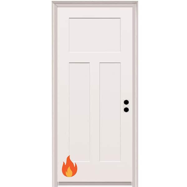 32 in. x 80 in. Craftsman Left-Hand Primed Composite 20-Minute Fire-Rated House-to-Garage Single Prehung Interior Door
