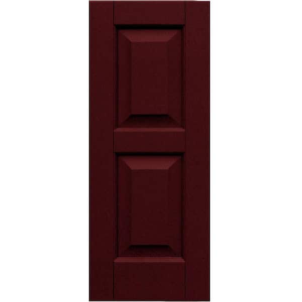 Winworks Wood Composite 12 in. x 30 in. Raised Panel Shutters Pair #650 Board and Batten Red