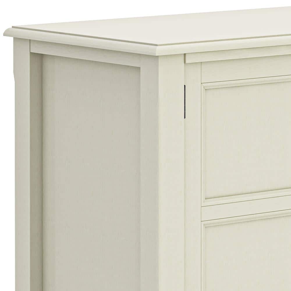 Antique White 72" Solid Wood TV Media Stand with Cabinets