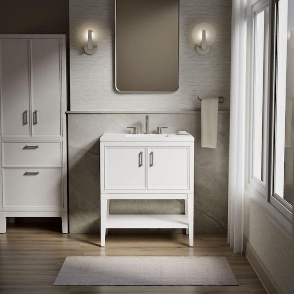 Winnow 30 in. Single Sink Freestanding White Bath Vanity with White Quartz Top Assembled
