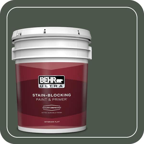 BEHR ULTRA 5 gal. #PMD-66 Deep Evergreen Extra Durable Flat Interior Paint & Primer