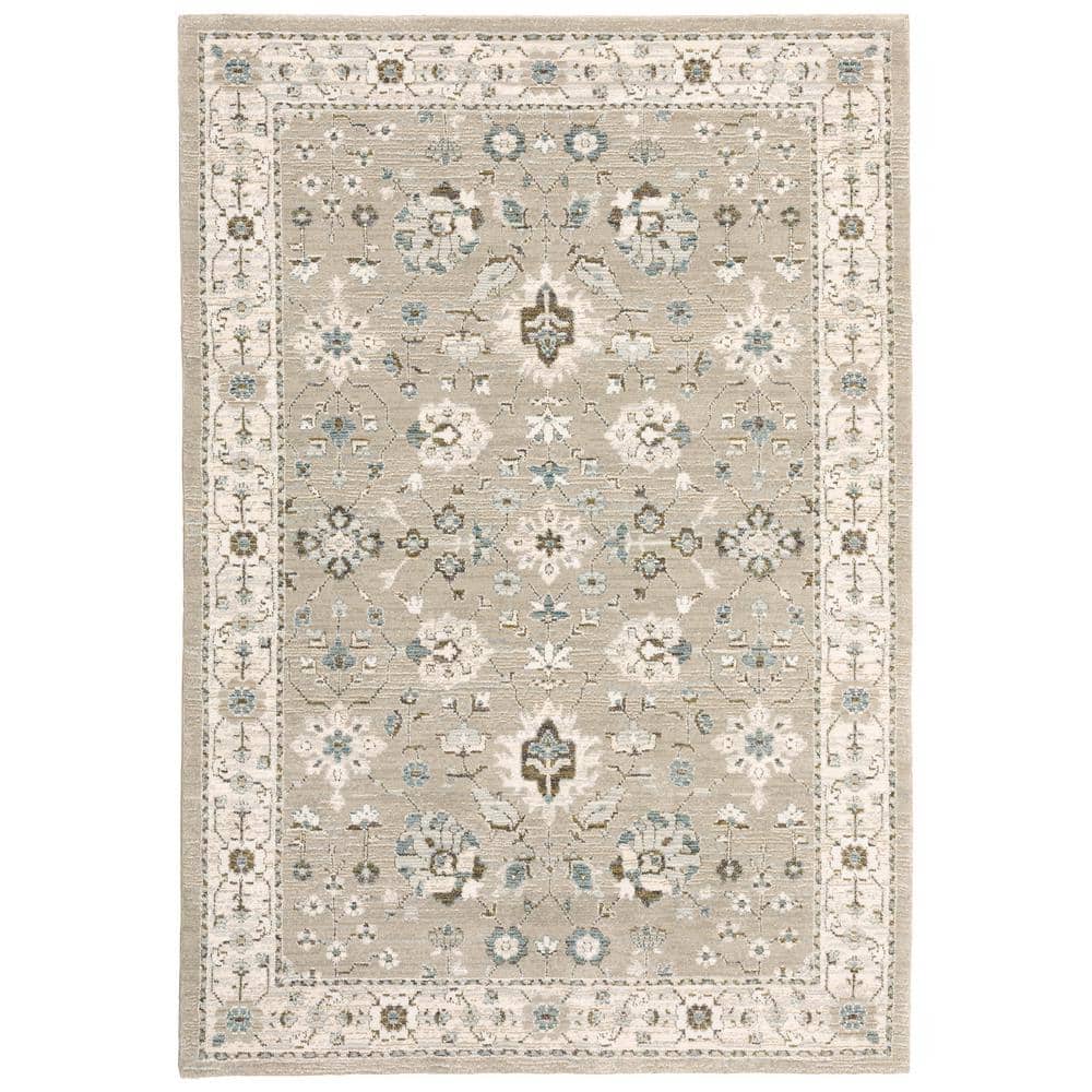 Athena Beige/Ivory 8 ft. x 10 ft. Floral Area Rug