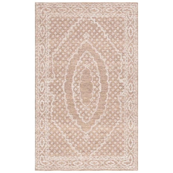 SAFAVIEH Ebony Ivory/Brown Doormat 3 ft. x 5 ft. Bordered Area Rug