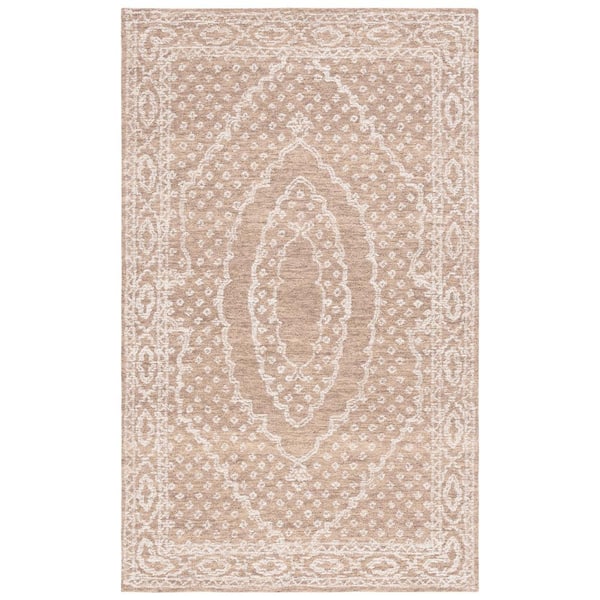 SAFAVIEH Ebony Ivory/Brown 5 ft. x 8 ft. Bordered Area Rug