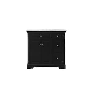 Timeless Home 36 in. W x 21.5 in. D x 35 in. H Single Bathroom Vanity in Black with White Marble