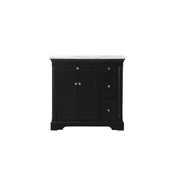 Unbranded Timeless Home 36 in. W x 21.5 in. D x 35 in. H Single Bathroom Vanity in Black with White Marble