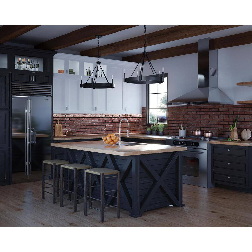 Matte Black Modern Candle 5-Light Chandelier