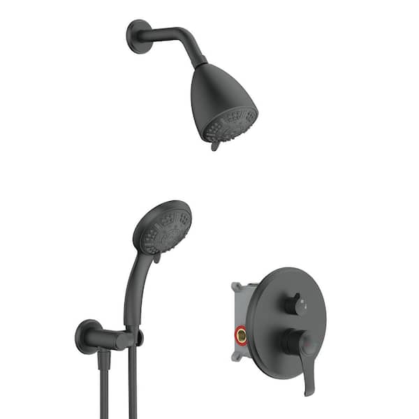 Unbranded Single Handle 2-Spray Shower Faucet 1.8 GPM with High Pressure in Matte Black (Valve Included)