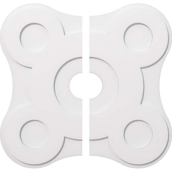 Ekena Millwork 1 in. P X 13-1/4 in. C X 38 in. OD X 6 in. ID Luna Architectural Grade PVC Contemporary Ceiling Medallion, Two Piece