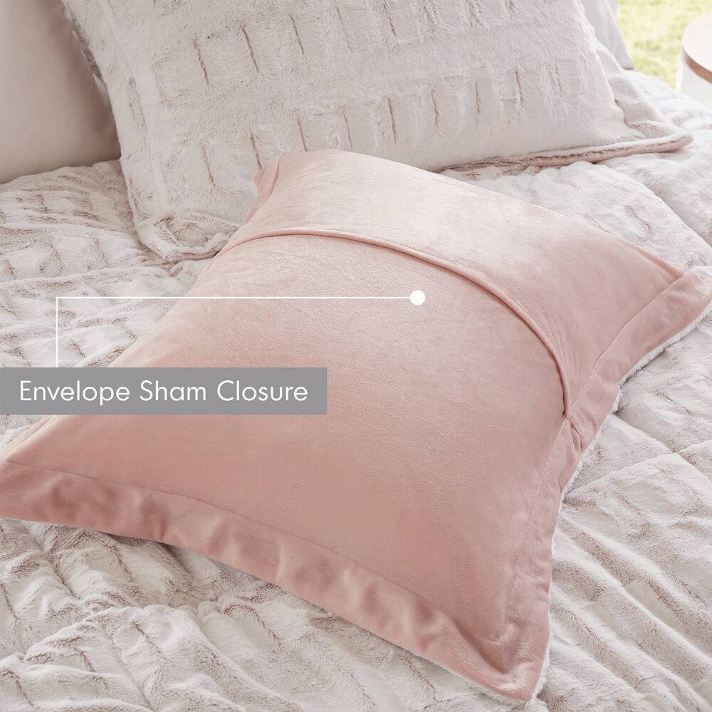 Blush King Faux Fur Reversible Bedspread Set