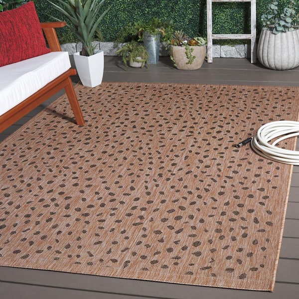 Courtyard Natural/Gold 7 ft. x 10 ft. Animal Print Indoor/Outdoor Patio  Area Rug