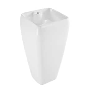 Carre Glossy, White Ceramic Square Pedestal Sink