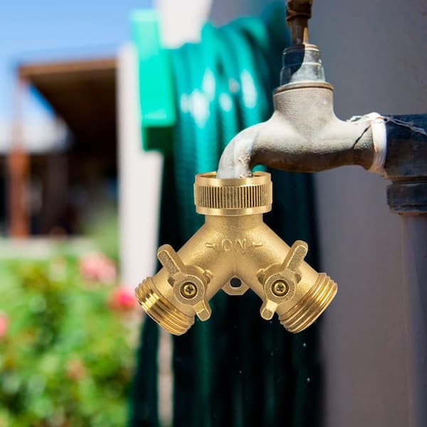 SenQWFa 3/4 in. Solid Brass 2-Way Hose Y Splitter with Dual