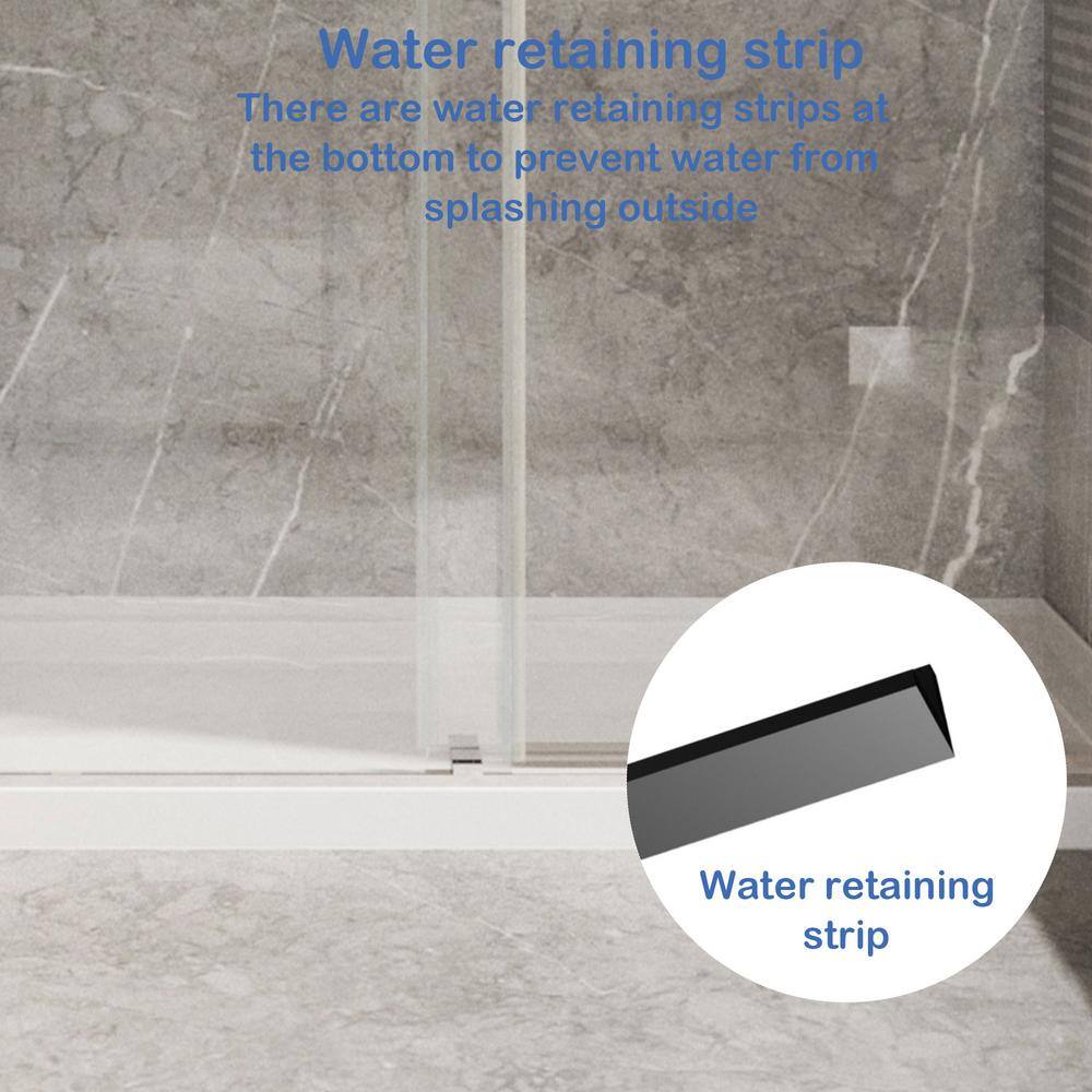 60" Chrome Frameless Sliding Bathtub Door with Clear Tempered Glass
