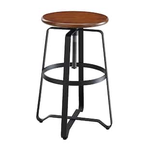 Smythson 24 in. to 30 in. Adjustable Chestnut and Black Stool