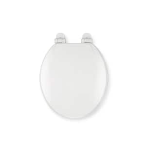 Stick Tight Soft Close Round Closed Front Toilet Seat in White