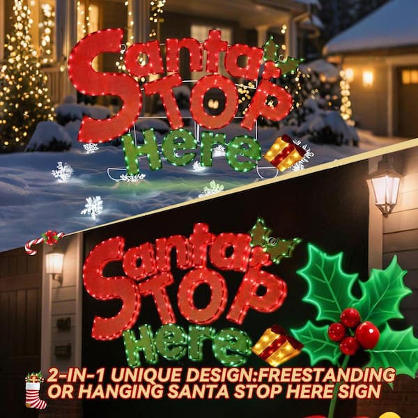 Starfree 47 in. W Outdoor Christmas Decoration Santa Stop Here