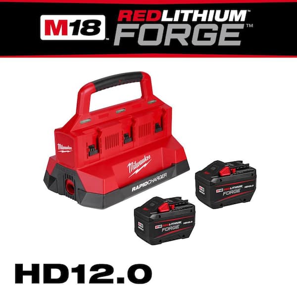 M18 18V Lithium-Ion REDLITHIUM FORGE Starter Kit with Two 12.0 Ah Battery Pack and PACKOUT 6-Port Rapid Charger