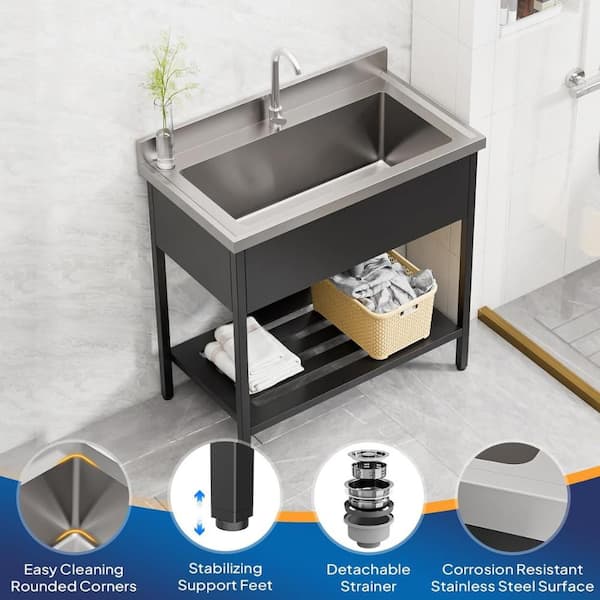 Karl home 20 in. D x 36 in. W Freestanding Laundry/Utility Sink in